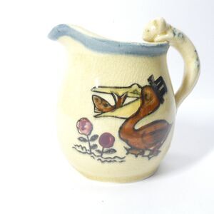 Pelican Creamer w/ Cat Handle Vintage Surrealist Japan Ceramic Cream Pitcher
